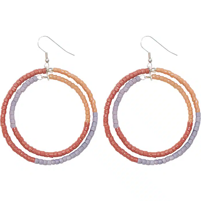 Color Block Hoops: Earrings - Rose