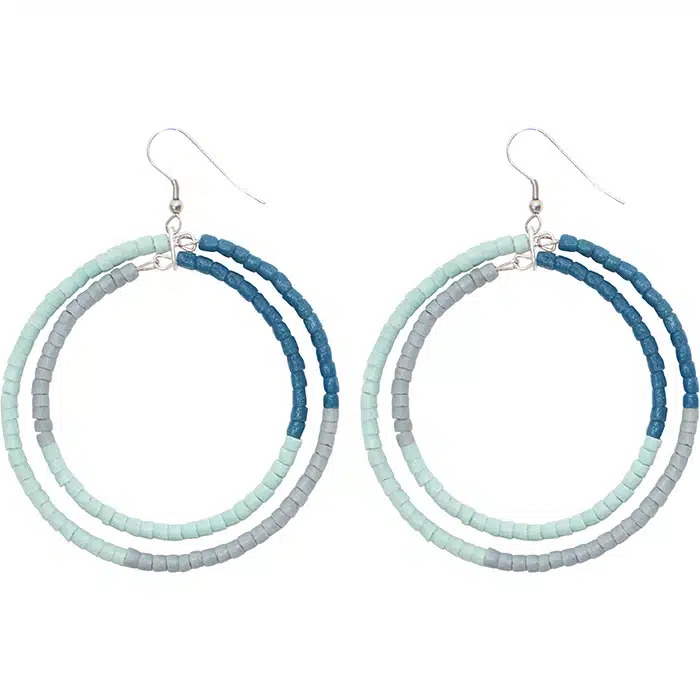 Color Block Hoops: Earrings - Sea Glass