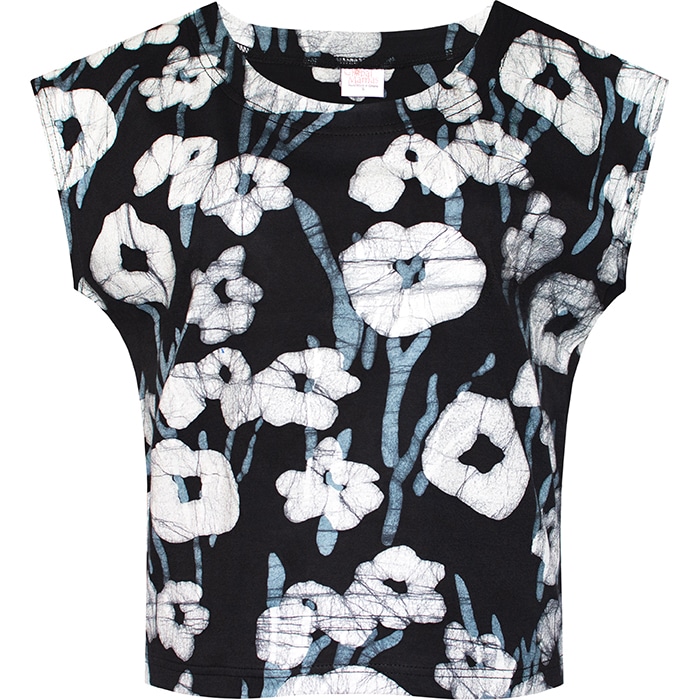 Knit Mesa Top: Painted Floral - Black-Organic