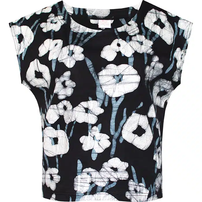 Knit Mesa Top: Painted Floral - Black-Organic