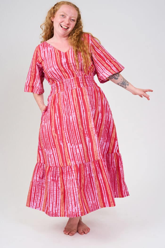 Bay Dress: Reeds - Melon-Organic
