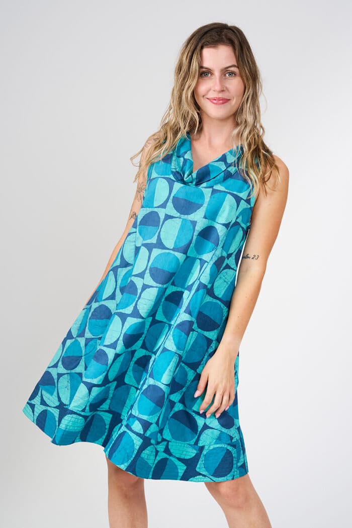 Eli Dress: Mod Circles - Navy-Organic