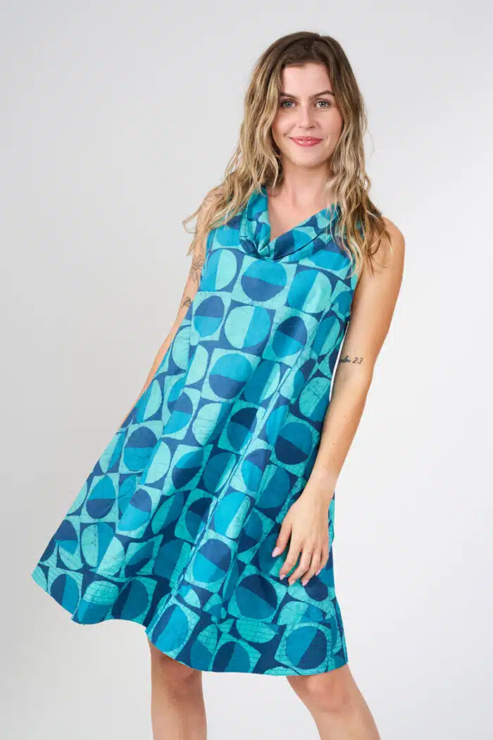 Eli Dress: Mod Circles - Navy-Organic