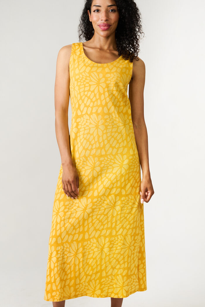 Knit Dress-Tank: Floral Burst - Gold-Organic