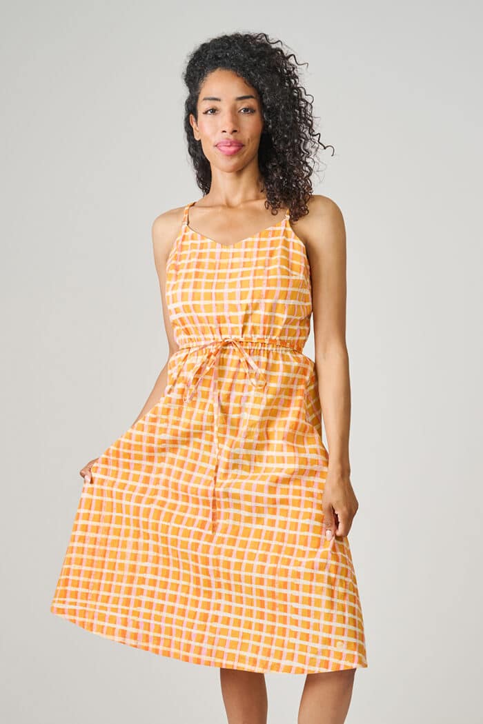 Sunset Dress: Plaid - Gold-Organic