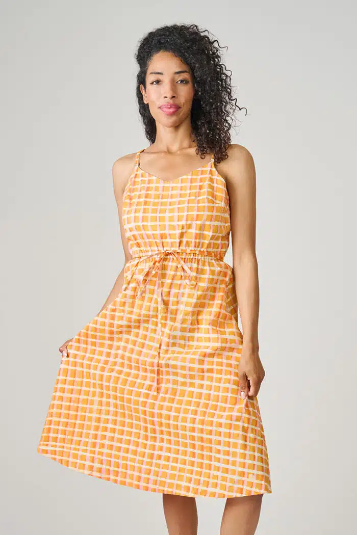 Sunset Dress: Plaid - Gold-Organic