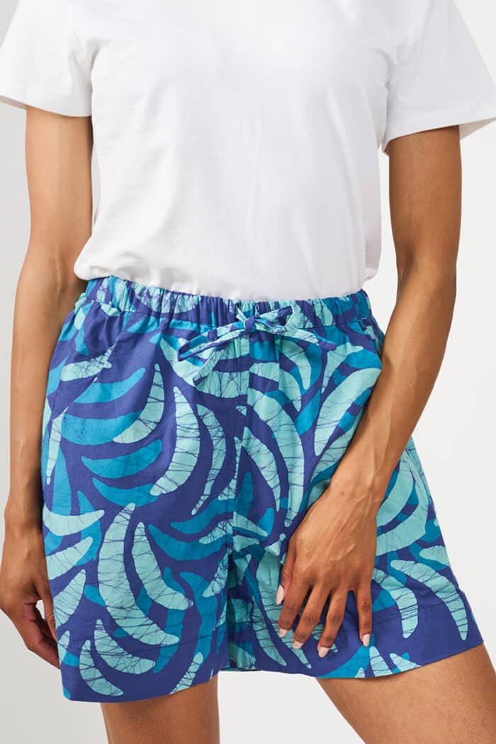 Cabana Shorts: Ferns - Navy-Organic