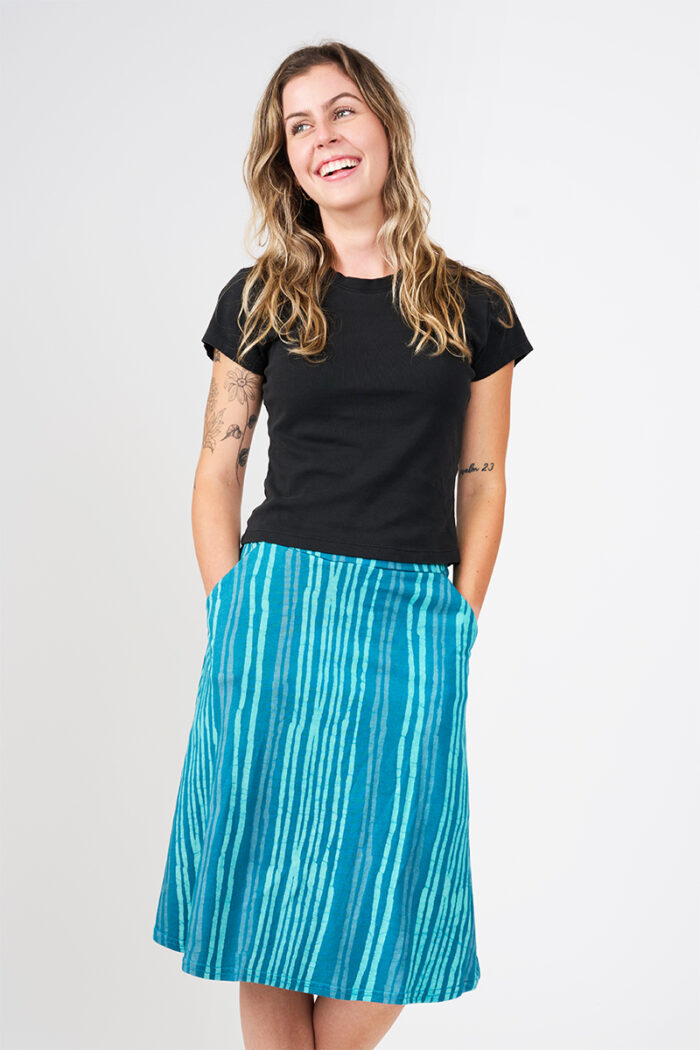 Knit Sierra Skirt: Reeds - Teal-Organic