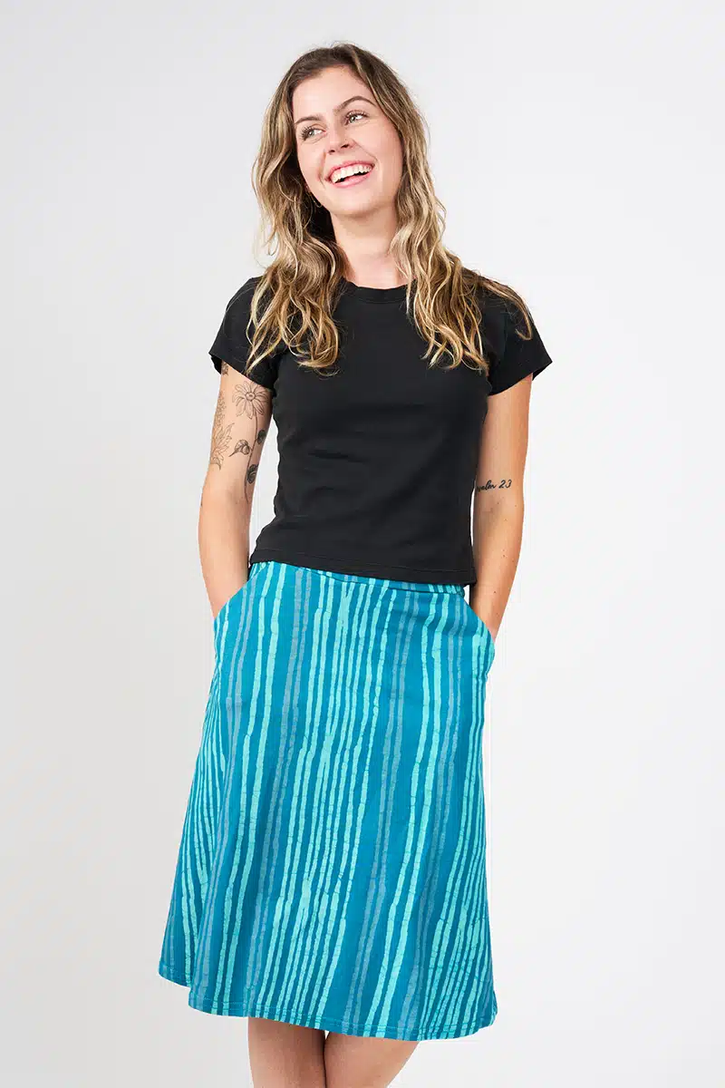 Knit Sierra Skirt: Reeds - Teal-Organic