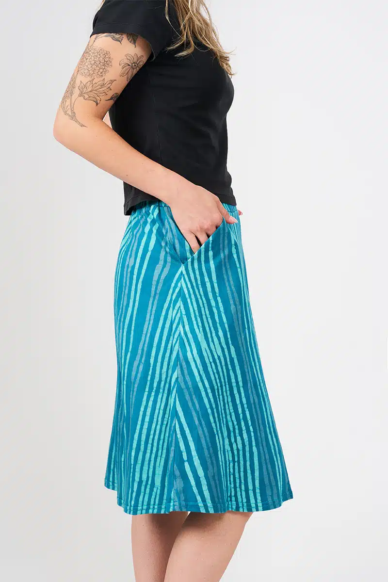 Knit Sierra Skirt: Reeds - Teal-Organic - Image 2