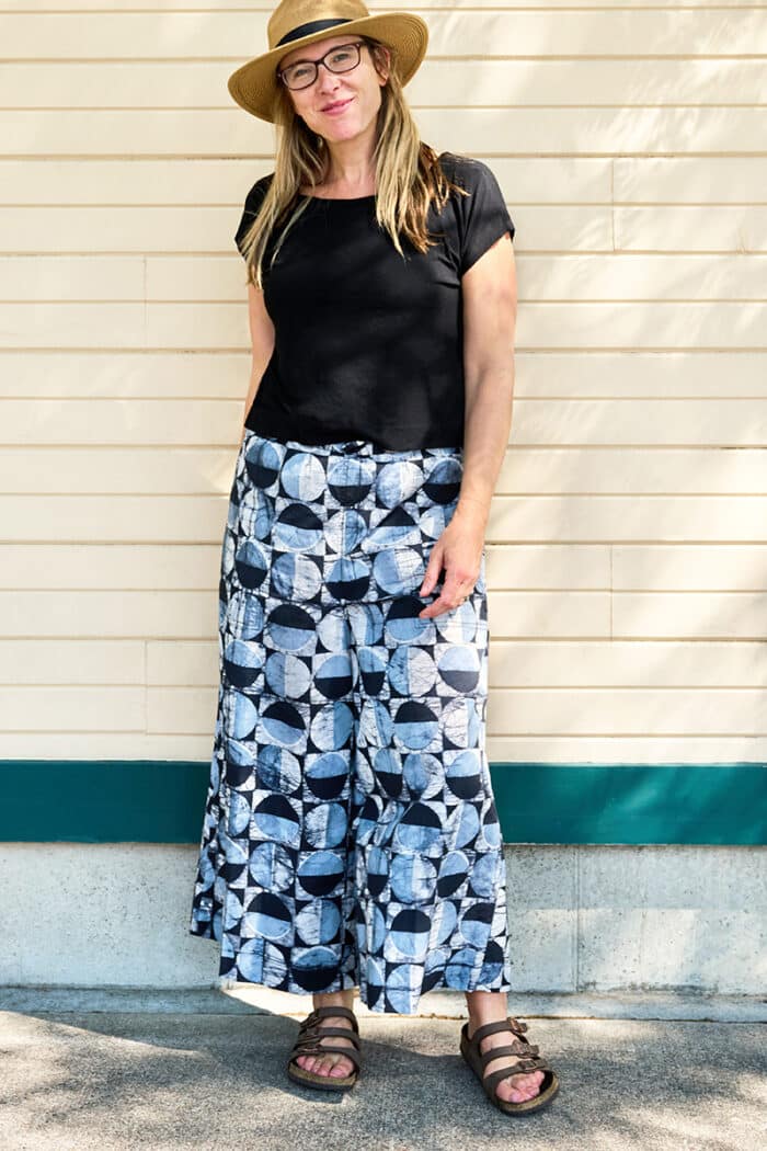 Trousers-Crop: Mod Circles - Black-Organic
