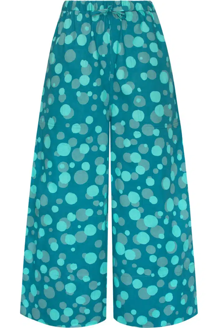 Trousers-Crop: Toffee - Teal-Organic