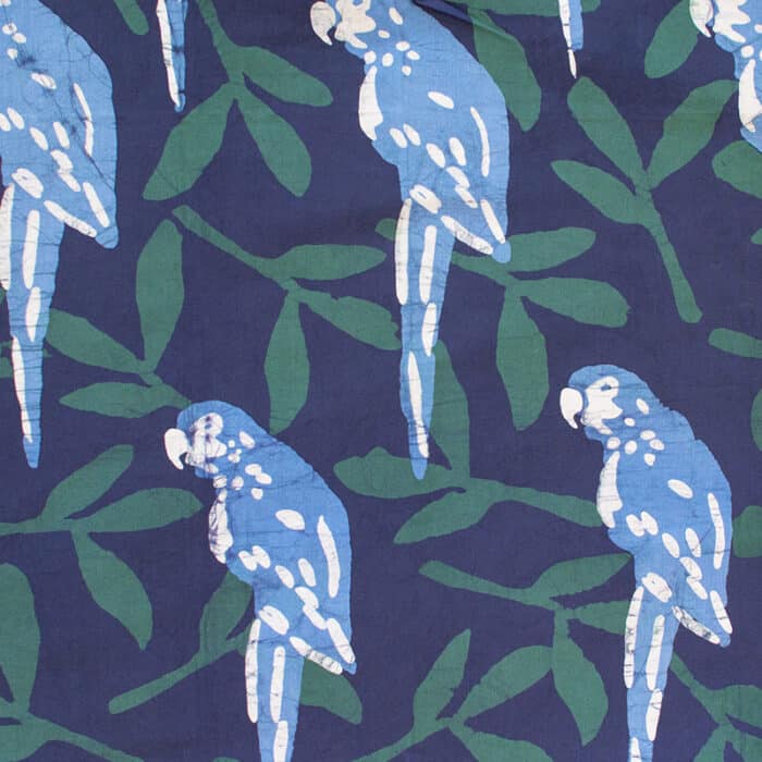 Batik Fabric: Parrots - Spruce-Organic