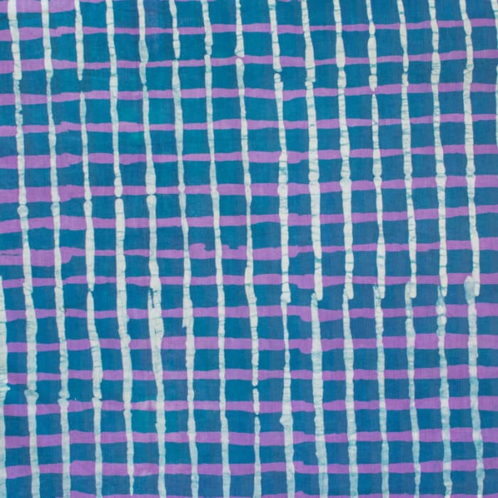 Batik Fabric: Plaid - Teal-Organic
