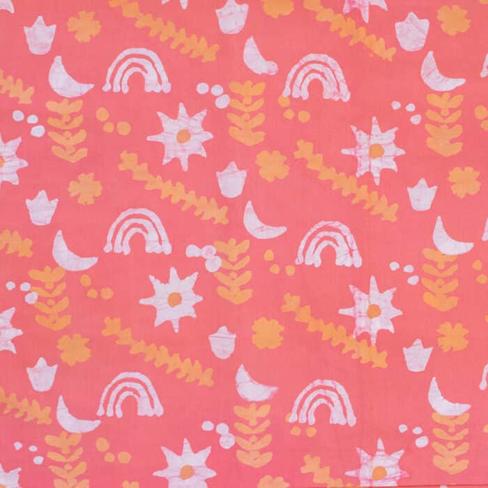 Batik Fabric: Sun and Moon - Papaya-Organic