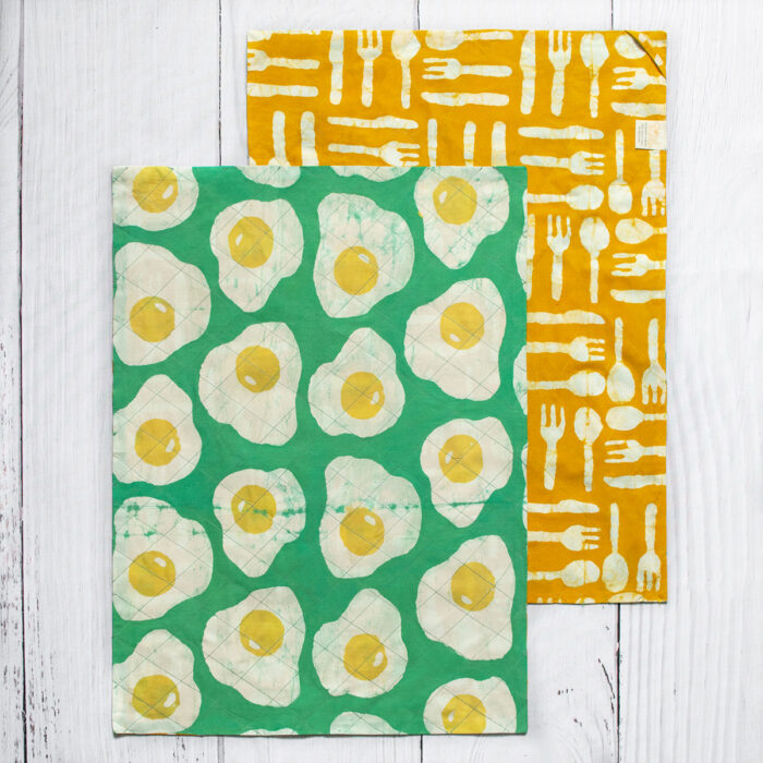 Tea Towels: Eggs - Gold-Organic