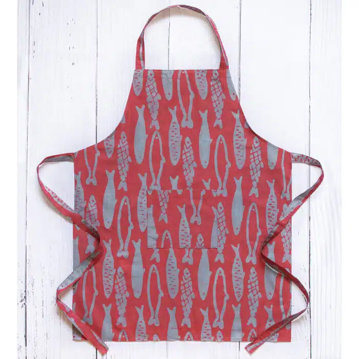 Apron Reversible: Sardines - Brick-Organic