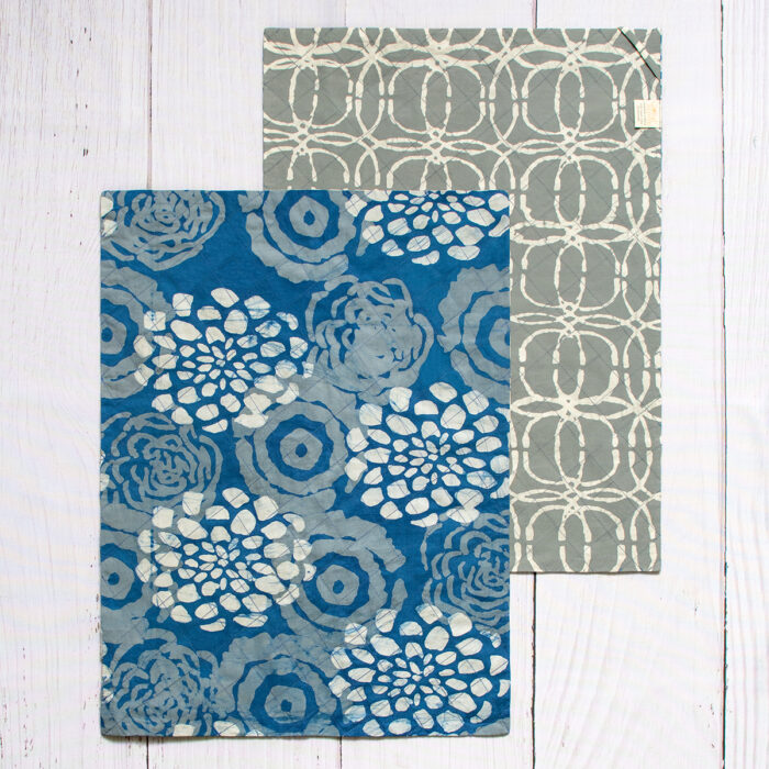 Tea Towels: Blooms - Indigo-Organic