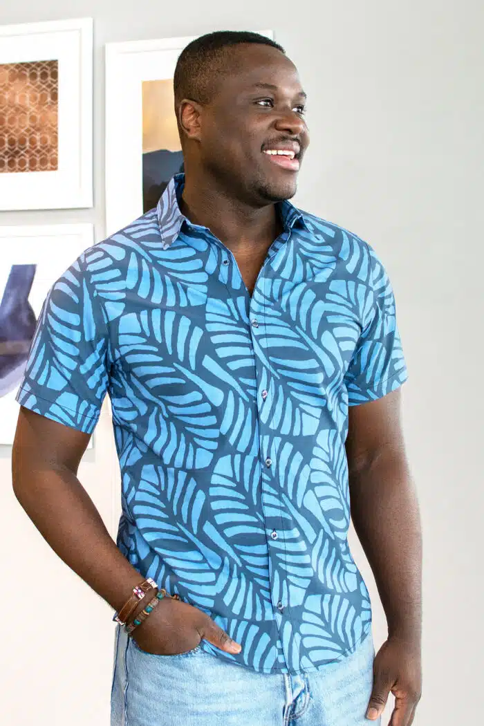 Slim Fit Shirt: Deco Leaf - Spruce-Organic