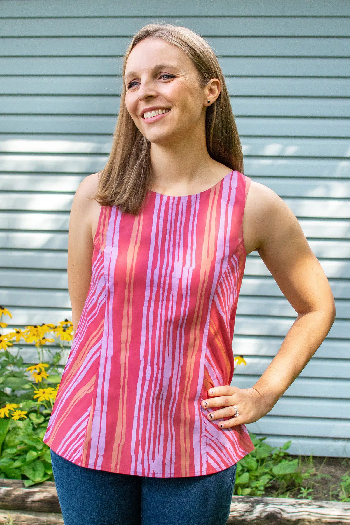 Boardwalk Blouse: Reeds - Melon-Organic