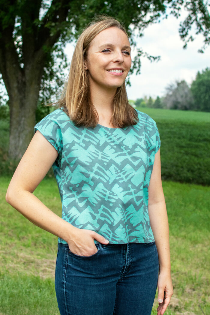 Boxy Blouse: Phoenix - Sea Glass-Organic - Image 2