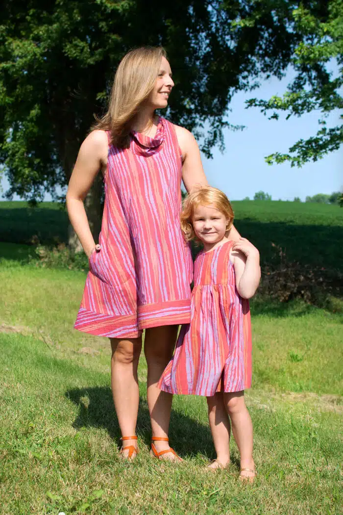 Eli Dress: Reeds - Melon-Organic