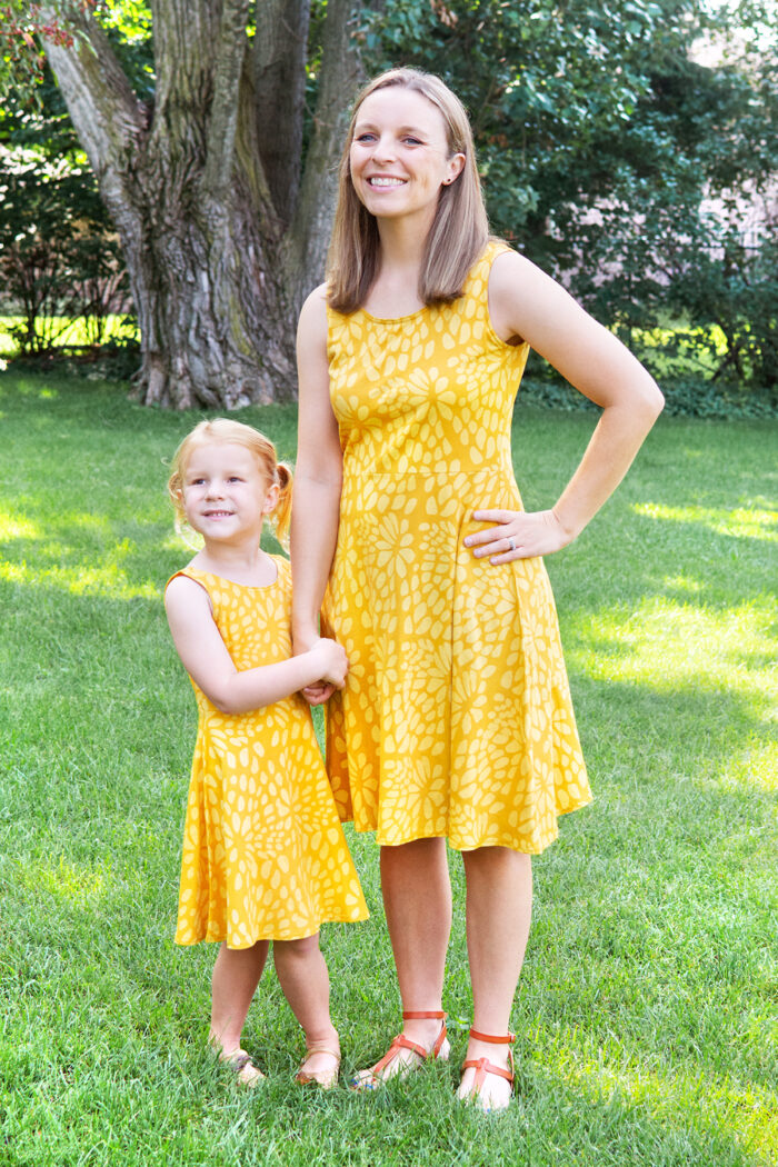 Knit Dress-Fit & Flare Adult: Floral Burst - Gold-Organic - Image 2