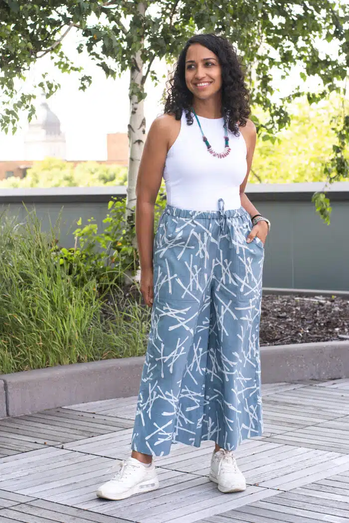 Trousers-Crop: Crosshatch - Silver-Organic