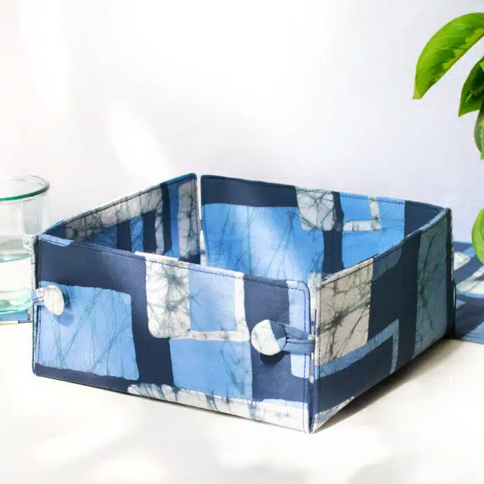 Button Basket: Blocks - Navy-Organic