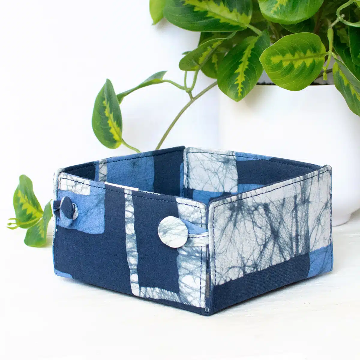 Button Basket Mini: Blocks - Navy-Organic