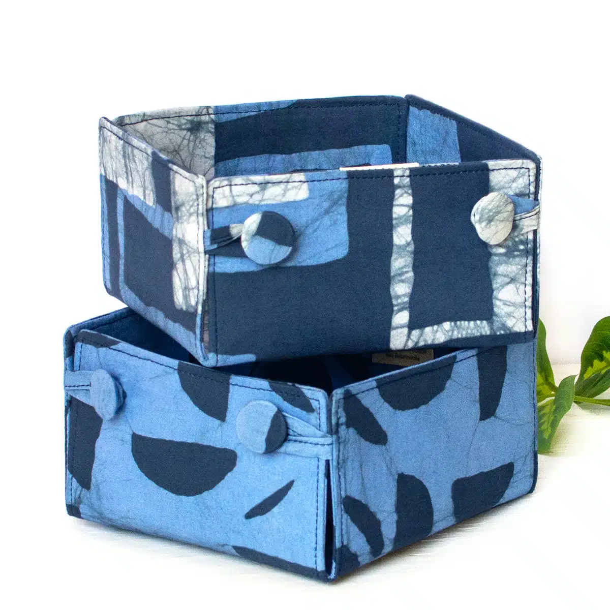 Button Basket Mini: Blocks - Navy-Organic - Image 2