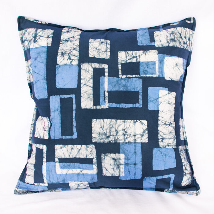 Pillow Cover: Blocks - Navy-Organic