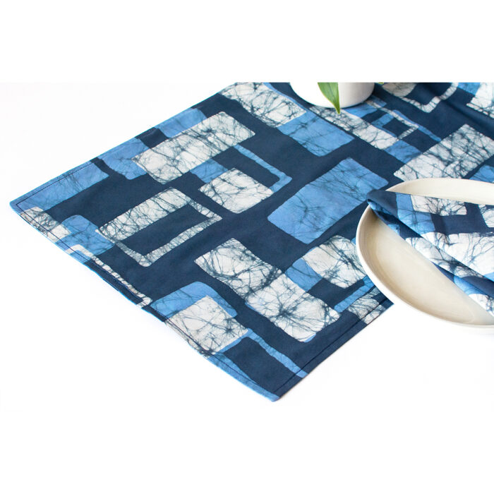 Table Runner-Long: Blocks - Navy-Organic