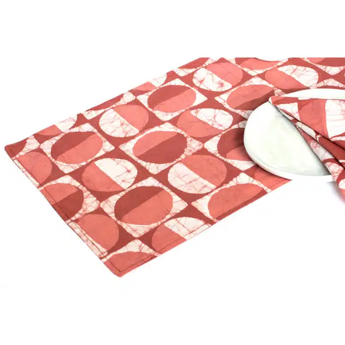 Table Runner-Long: Mod Circles - Rust-Organic