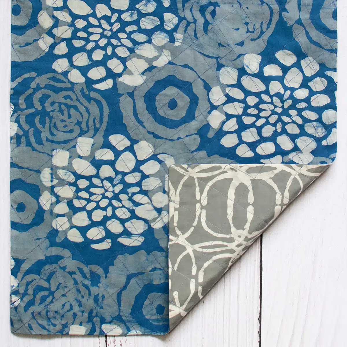 Tea Towels: Blooms - Indigo-Organic - Image 2