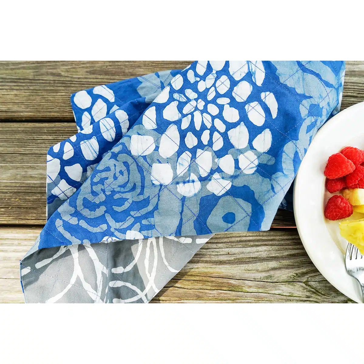 Tea Towels: Blooms - Indigo-Organic - Image 6