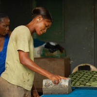 Visiting a Mama's batik workshop during a Fair Trade Tour in Cape Coast