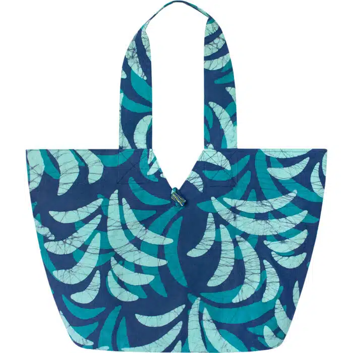 Basket Tote Bag: Ferns - Navy-Organic