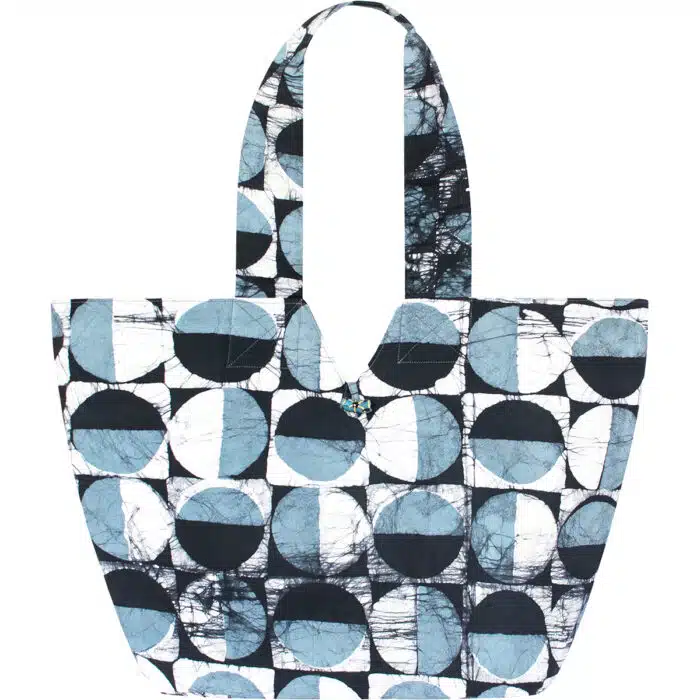 Basket Tote Bag: Mod Circles - Black-Organic