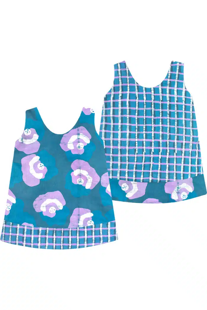 Reversible Dress: Poppies - Teal-Organic