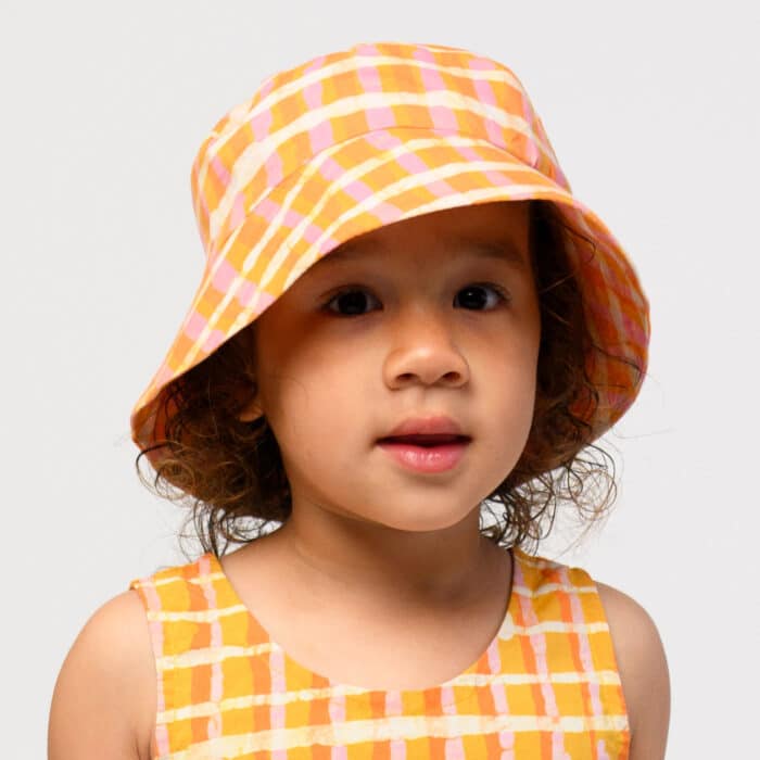 Sun Hat Kids: Plaid - Gold-Organic