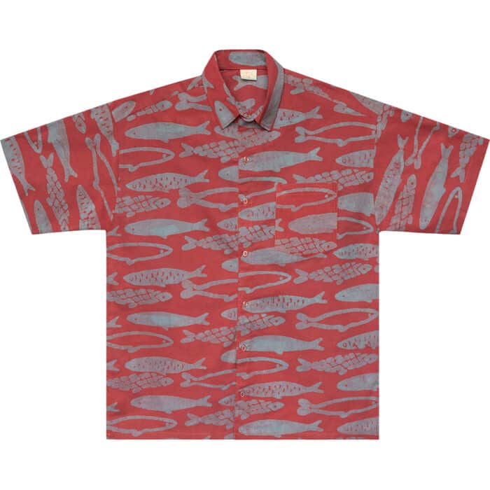 Button Down Shirt: Sardines - Rust-Organic