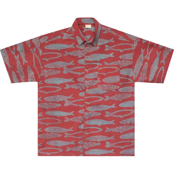 Button Down Shirt: Sardines - Rust-Organic