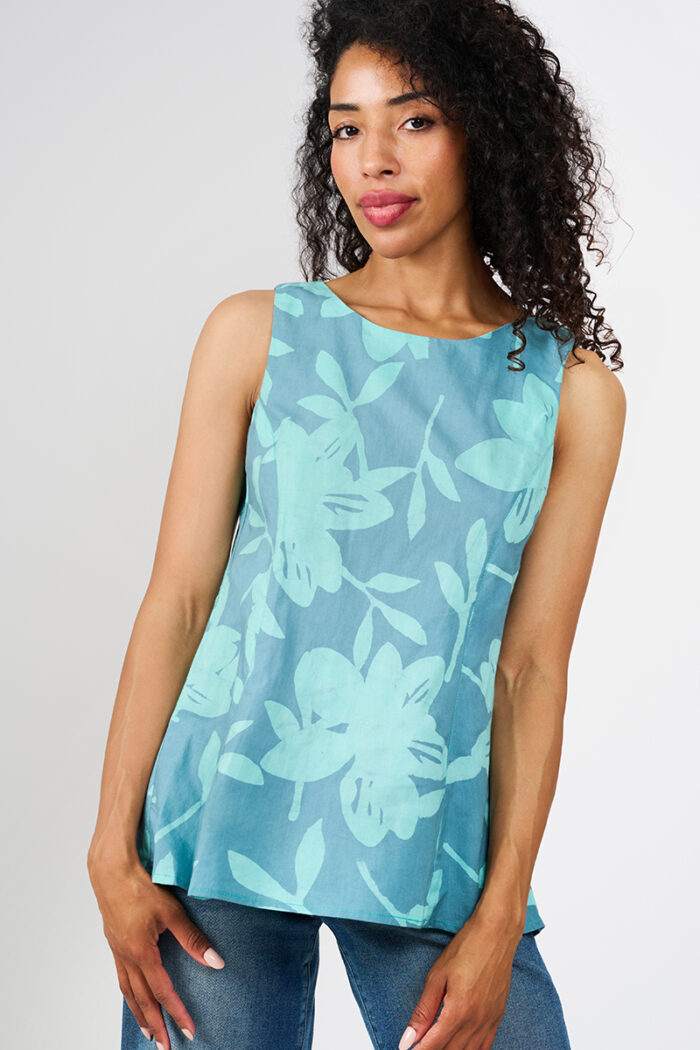 Boardwalk Blouse: Blossom - Sea Glass-Organic