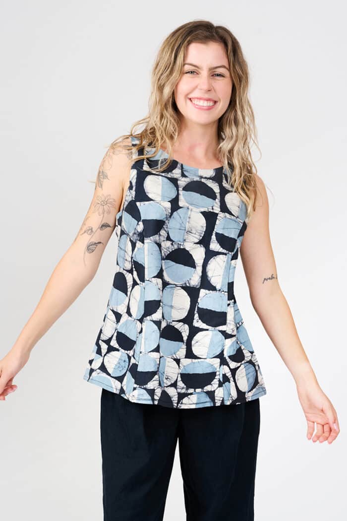 Boardwalk Blouse: Mod Circles - Black-Organic