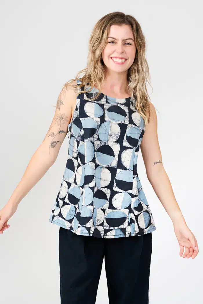 Boardwalk Blouse: Mod Circles - Black-Organic