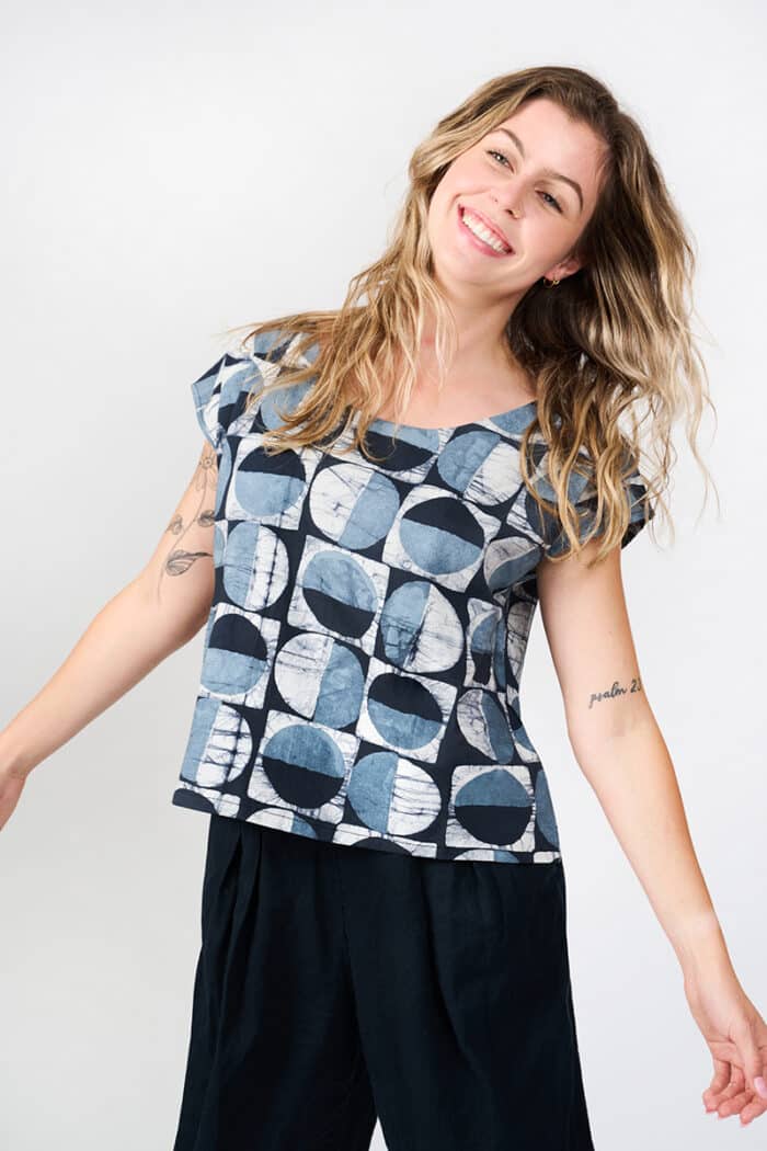 Boxy Blouse: Mod Circles - Black-Organic