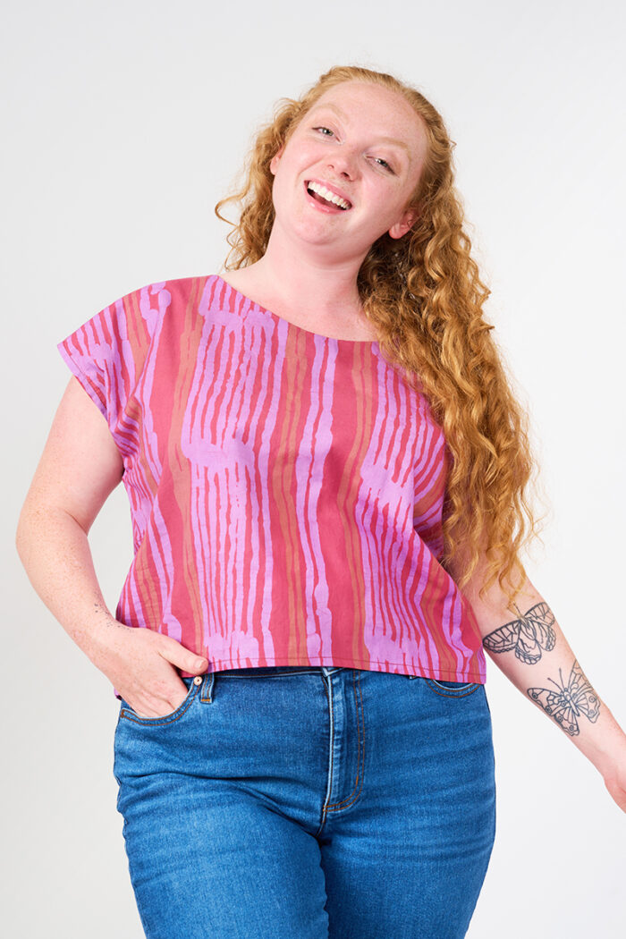 Boxy Blouse: Reeds - Melon-Organic