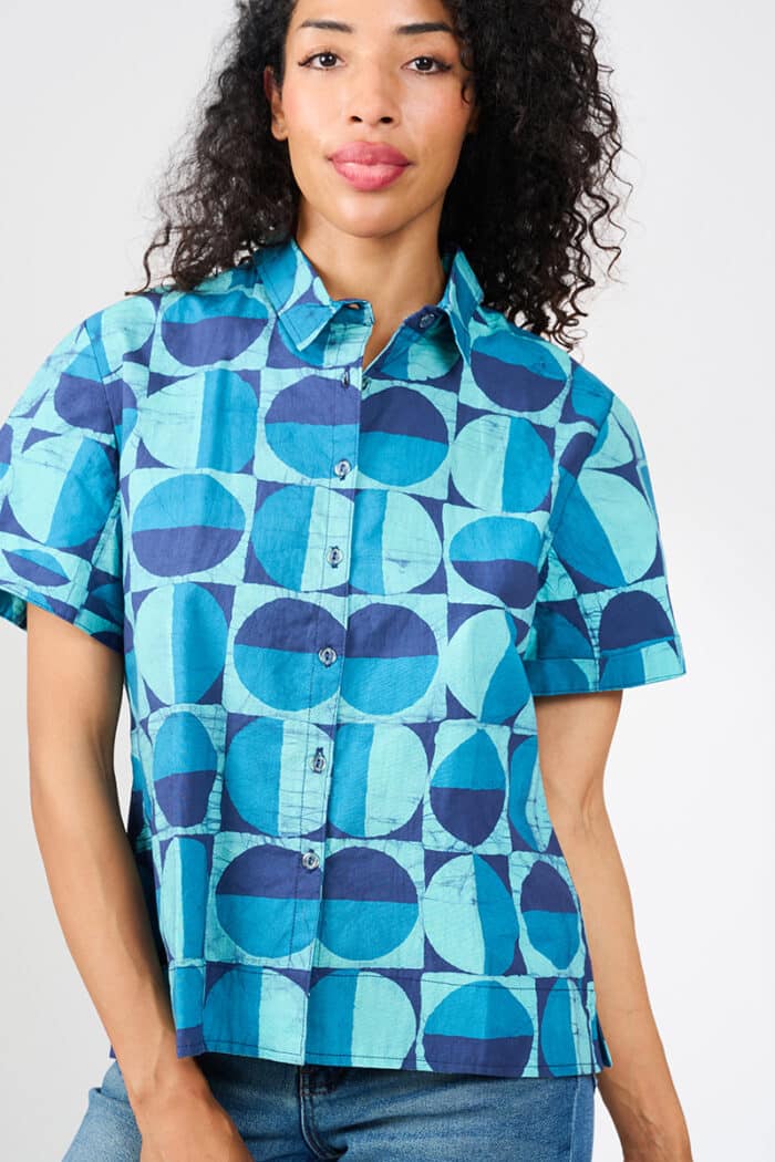 Camp Shirt: Mod Circles - Navy-Organic