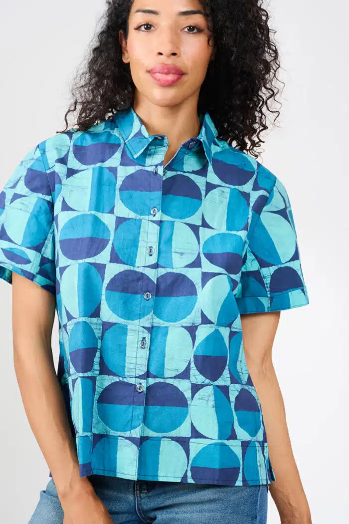 Camp Shirt: Mod Circles - Navy-Organic